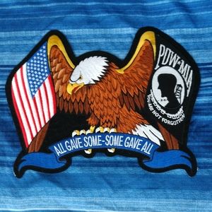 HUGE EAGLE BIKER IRON /SEW ON PATCH ALL GAVE SOME SOME GAVE ALL NEW